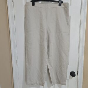 J. Jill Tan Cropped Linen Pants